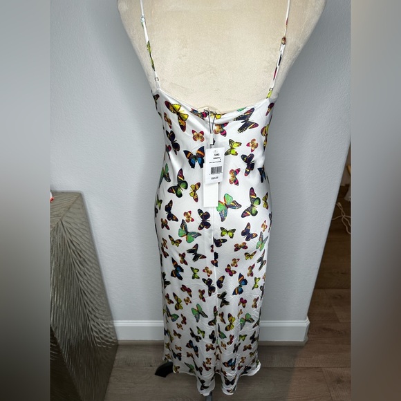 L’agence Jodie V Neck Slip women Dress white butterfly - Picture 6 of 16